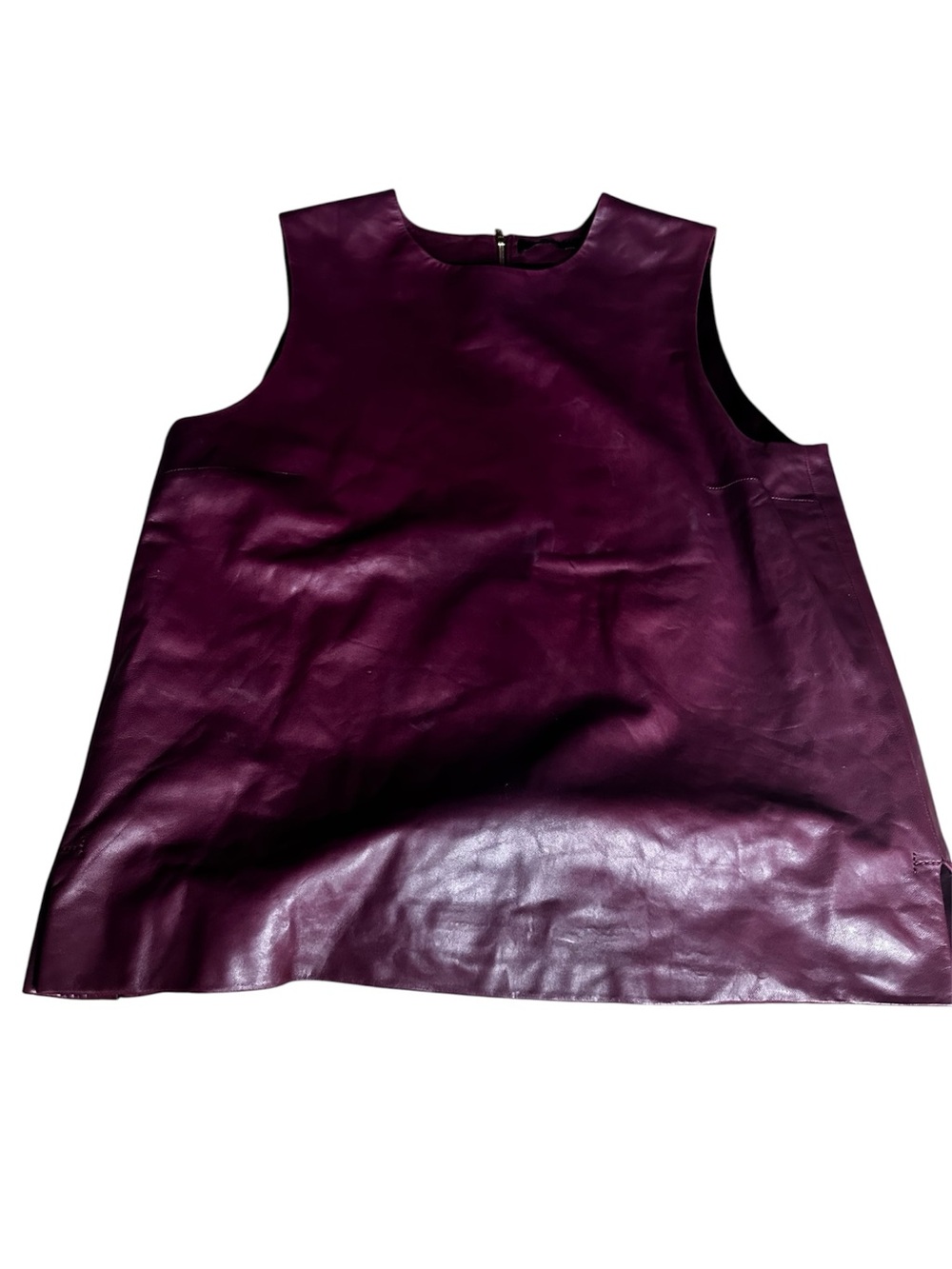 The Row Lambswool Leather Sleeveless Top Size S Burgundy Made in USA